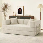 Dyonery Divano Futon Senza Braccioli da 198 cm con Struttura a Forma Fissa, Divano Letto Pieghevole 5 in 1, Divano Modulare Convertibile per Soggiorno, Velluto a Coste