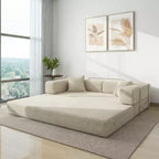 Dyonery Divano Futon Senza Braccioli da 198 cm con Struttura a Forma Fissa, Divano Letto Pieghevole 5 in 1, Divano Modulare Convertibile per Soggiorno, Velluto a Coste