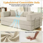 Dyonery Divano Futon Senza Braccioli da 198 cm con Struttura a Forma Fissa, Divano Letto Pieghevole 5 in 1, Divano Modulare Convertibile per Soggiorno, Velluto a Coste