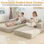 Dyonery Divano Futon Senza Braccioli da 198 cm con Struttura a Forma Fissa, Divano Letto Pieghevole 5 in 1, Divano Modulare Convertibile per Soggiorno, Velluto a Coste