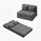 4-in-1 Folding Sofa Bed & Sleeper Chair w/ Pillow, 76 Convertible Fold Out Tufted Loveseat Couch, Floor Lounge Futon for Bedroom & Guest Room