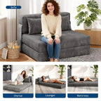 Divano Letto Pieghevole 4-in-1 & Poltrona Letto con Cuscino, Divanetto a Due Posti Convertibile Trapuntato da 76 pollici, Futon da Pavimento per Camera da Letto e Camera degli Ospiti