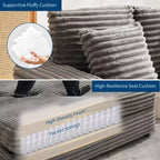 Sedia a sdraio oversize, divano letto imbottito da 152 cm con cuscini decorativi e braccioli, divano letto in velluto a coste per soggiorno, camera da letto