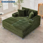 Sedia a sdraio oversize, divano letto imbottito da 152 cm con cuscini decorativi e braccioli, divano letto in velluto a coste per soggiorno, camera da letto