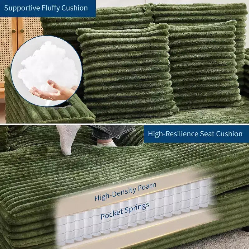 Sedia a sdraio oversize, divano letto imbottito da 152 cm con cuscini decorativi e braccioli, divano letto in velluto a coste per soggiorno, camera da letto