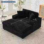 Sedia a sdraio oversize, divano letto imbottito da 152 cm con cuscini decorativi e braccioli, divano letto in velluto a coste per soggiorno, camera da letto