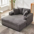 Sedia a sdraio oversize, divano letto imbottito da 152 cm con cuscini decorativi e braccioli, divano letto in velluto a coste per soggiorno, camera da letto