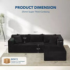 SunnyFurn Divano Sezionale Modulare a L Moderno 106, Divano Cloud Oversize, Seduta Profonda in Morbido Velluto a Coste, Design Minimalista, Comodo e Morbido