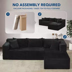 SunnyFurn Divano Sezionale Modulare a L Moderno 106, Divano Cloud Oversize, Seduta Profonda in Morbido Velluto a Coste, Design Minimalista, Comodo e Morbido