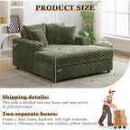 Chaise longue da interno oversize da 152 cm, divano letto imbottito con cuscini e braccioli, comoda sedia da lettura per soggiorno camera da letto, verde