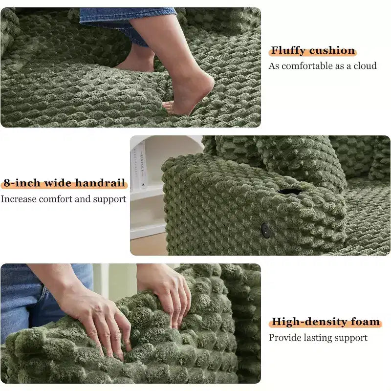 Chaise longue da interno oversize da 152 cm, divano letto imbottito con cuscini e braccioli, comoda sedia da lettura per soggiorno camera da letto, verde