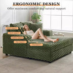 Chaise longue da interno oversize da 152 cm, divano letto imbottito con cuscini e braccioli, comoda sedia da lettura per soggiorno camera da letto, verde