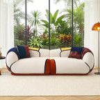 Dyonery 104 Curved Sectional Sofa, No Assembly Floor Lounge Couch with Deep Seat, Thick Cushion, Schneir Fabric
