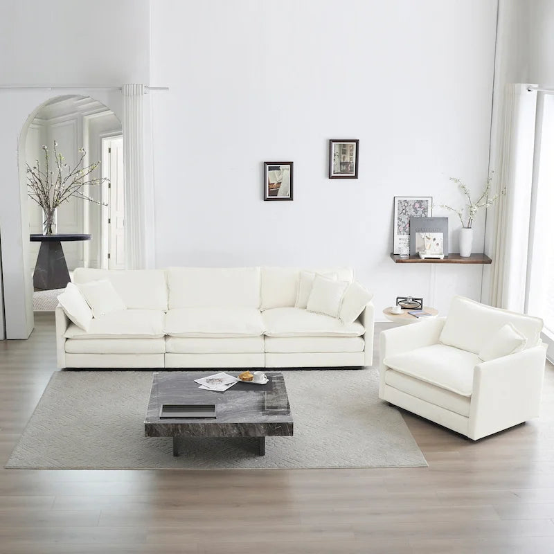 2-Piece Chenille Sectional Sofa Set for Living Room