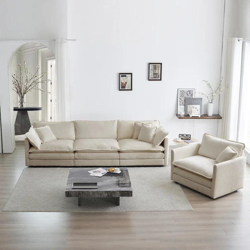 2-Piece Chenille Sectional Sofa Set for Living Room