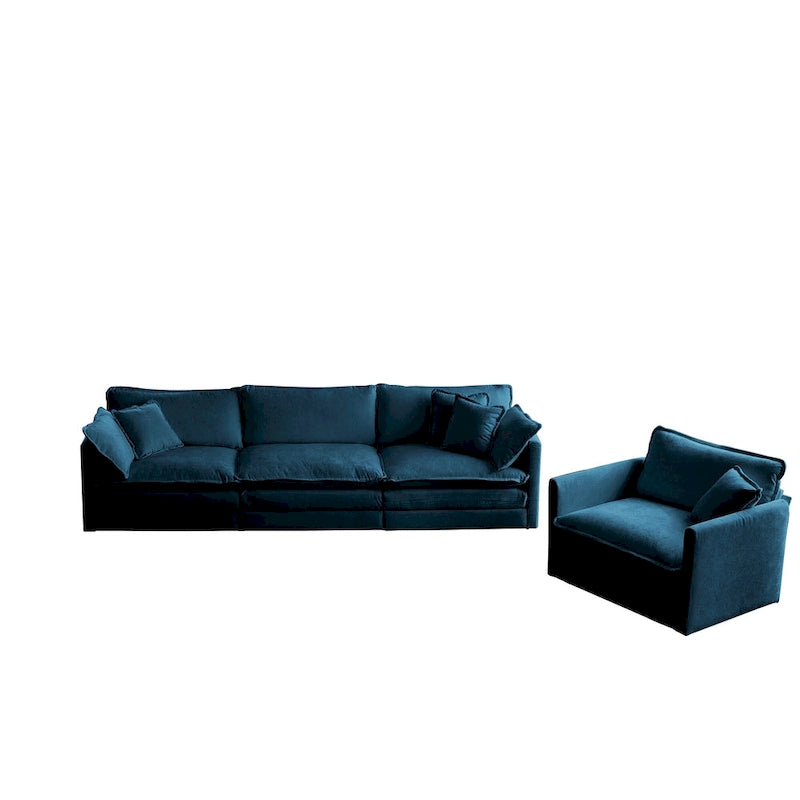 2-Piece Chenille Sectional Sofa Set for Living Room