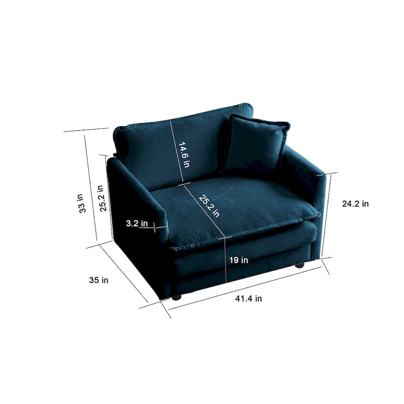 2-Piece Chenille Sectional Sofa Set for Living Room