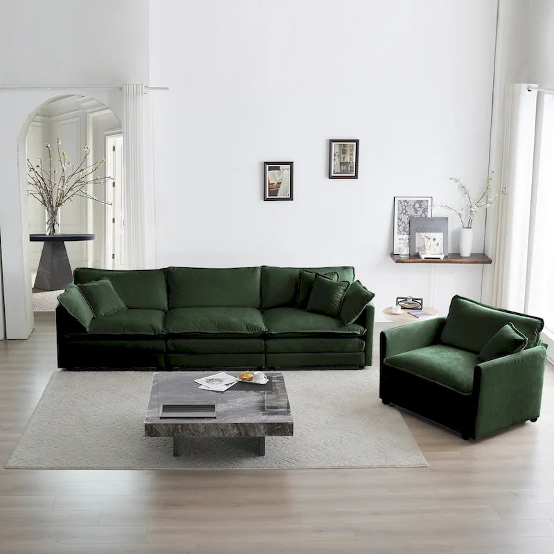 2-Piece Chenille Sectional Sofa Set for Living Room