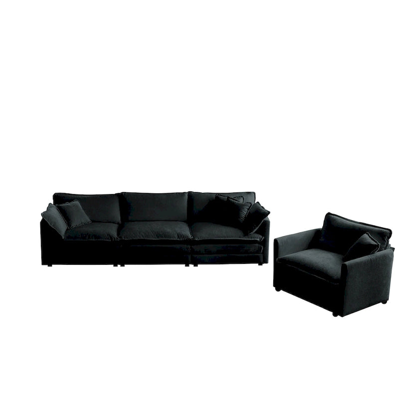 2-Piece Chenille Sectional Sofa Set for Living Room