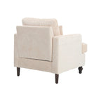 Beige Chenille Upholstered Accent Arm Chair with Solid Wood Frame