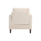Beige Chenille Upholstered Accent Arm Chair with Solid Wood Frame