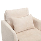 Beige Chenille Upholstered Accent Arm Chair with Solid Wood Frame