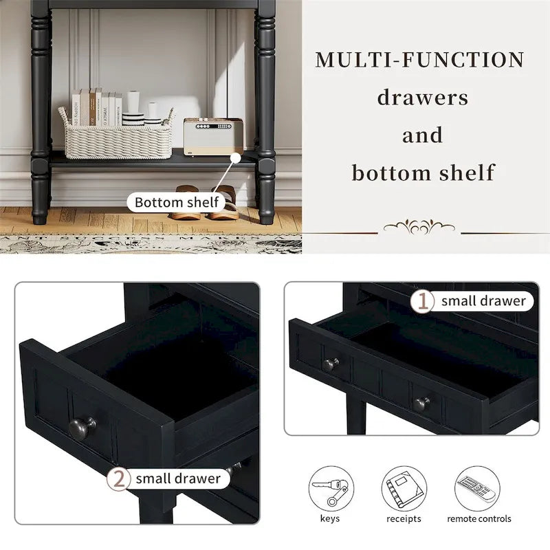 Console Table with 3 Storage Drawers and Bottom Shelf