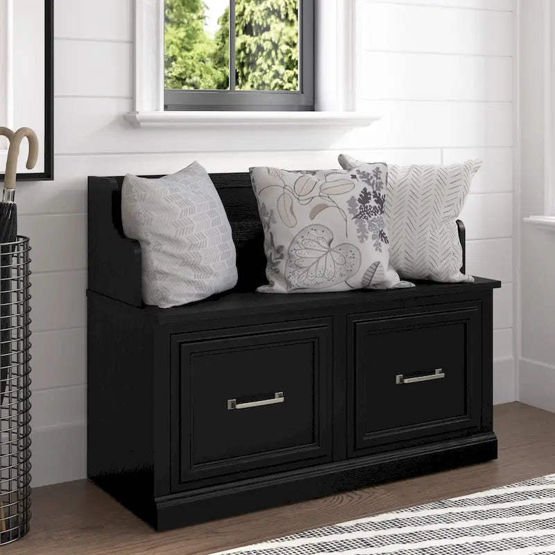 40W Entryway Bench with Doors & Shoe Storage | Transitional Style