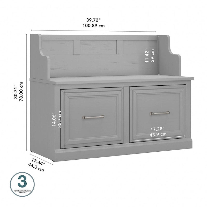 40W Entryway Bench with Doors & Shoe Storage | Transitional Style