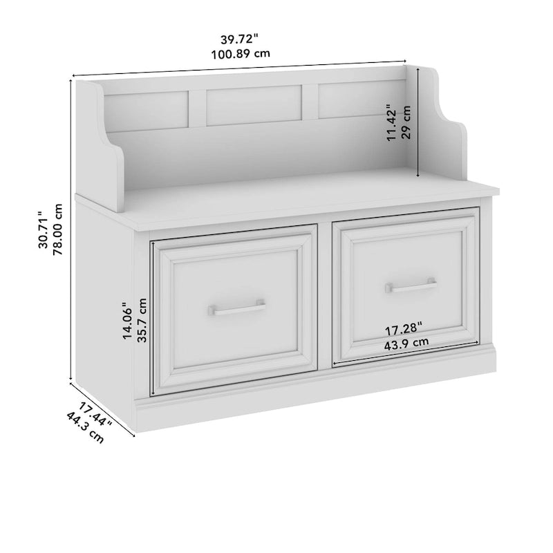 40W Entryway Bench with Doors & Shoe Storage | Transitional Style