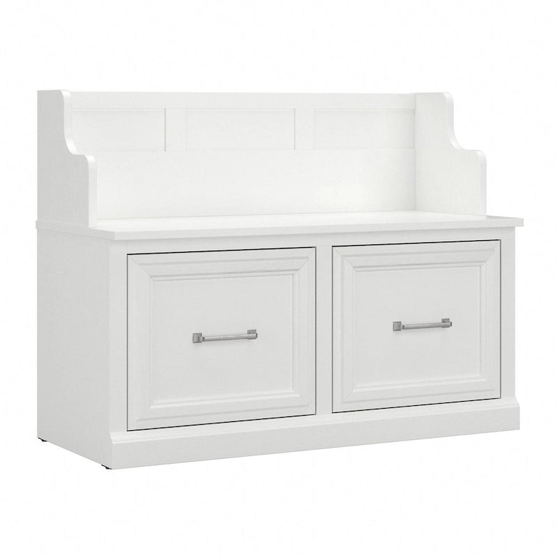 40W Entryway Bench with Doors & Shoe Storage | Transitional Style