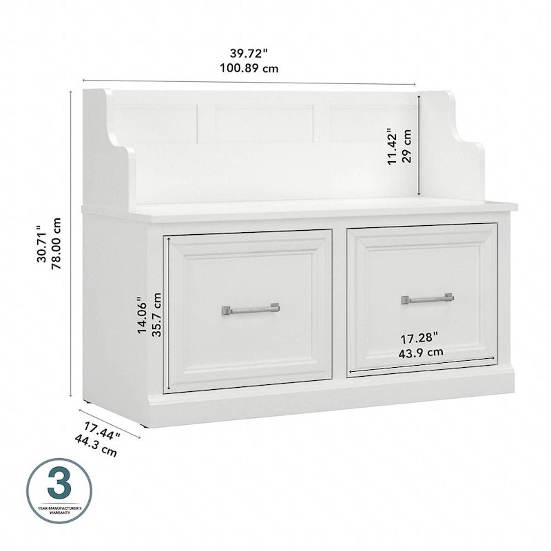 40W Entryway Bench with Doors & Shoe Storage | Transitional Style