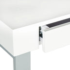 Contemporary White Lacquer Desk with Grey Iron Base and 2 Drawers