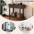 Vintage Console Table with 2 Storage Drawers, Open Lower Shelf, and Curved Design for Home Entryway and Hotel