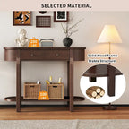 Vintage Console Table with 2 Storage Drawers, Open Lower Shelf, and Curved Design for Home Entryway and Hotel