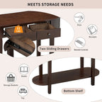 Vintage Console Table with 2 Storage Drawers, Open Lower Shelf, and Curved Design for Home Entryway and Hotel