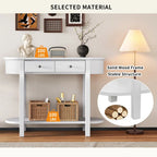 Vintage Console Table with 2 Storage Drawers, Open Lower Shelf, and Curved Design for Home Entryway and Hotel