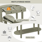Vintage Console Table with 2 Storage Drawers, Open Lower Shelf, and Curved Design for Home Entryway and Hotel
