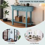 Vintage Console Table with 2 Storage Drawers, Open Lower Shelf, and Curved Design for Home Entryway and Hotel