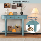 Vintage Console Table with 2 Storage Drawers, Open Lower Shelf, and Curved Design for Home Entryway and Hotel