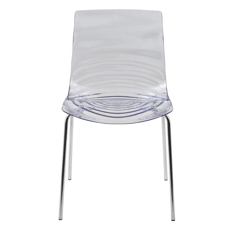 Acrylic Dining Chair with Water Ripple Design & Chrome Legs