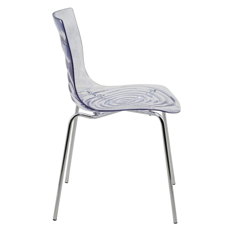 Acrylic Dining Chair with Water Ripple Design & Chrome Legs