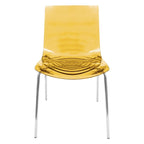 Acrylic Dining Chair with Water Ripple Design & Chrome Legs