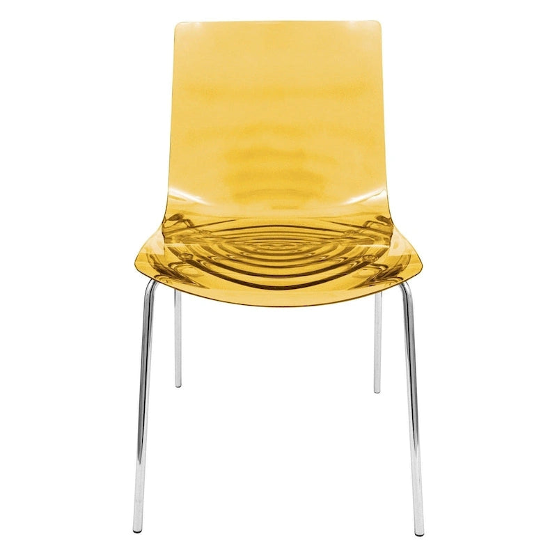 Acrylic Dining Chair with Water Ripple Design & Chrome Legs