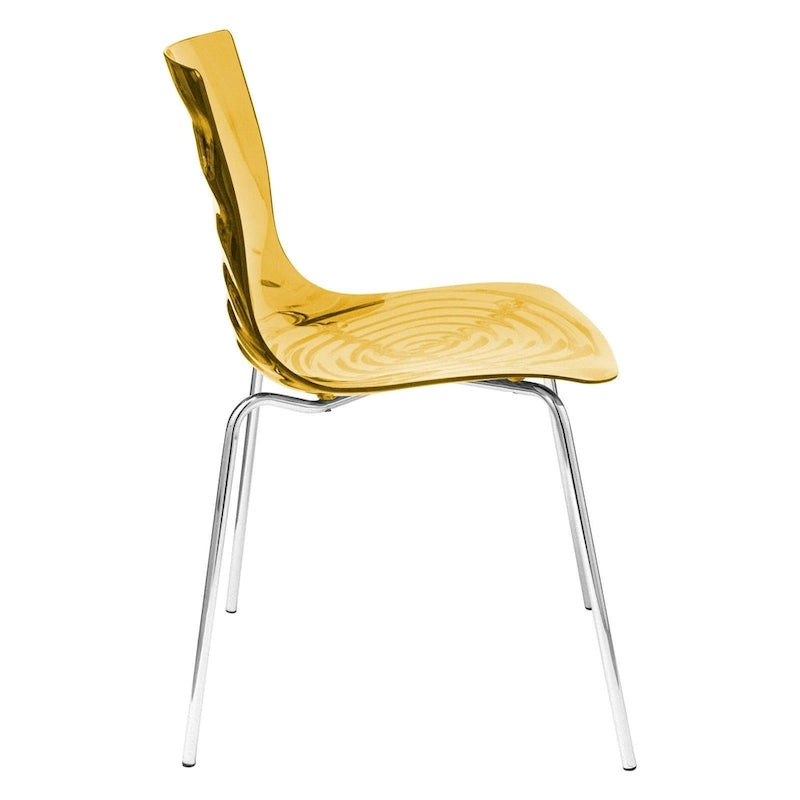 Acrylic Dining Chair with Water Ripple Design & Chrome Legs