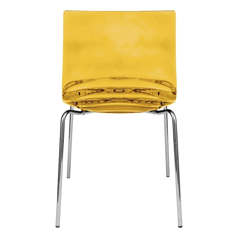Acrylic Dining Chair with Water Ripple Design & Chrome Legs