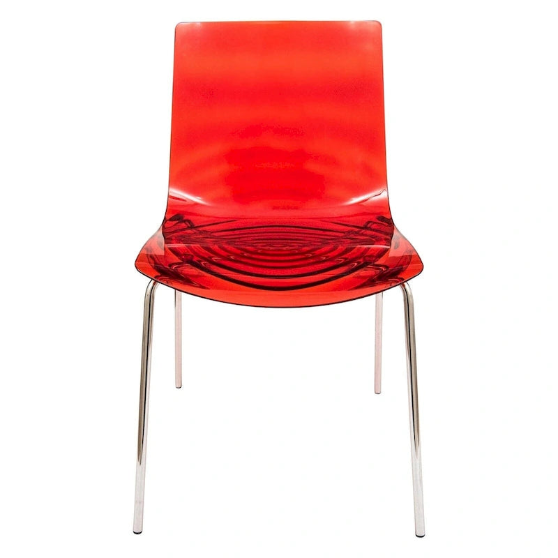 Acrylic Dining Chair with Water Ripple Design & Chrome Legs