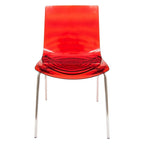 Acrylic Dining Chair with Water Ripple Design & Chrome Legs
