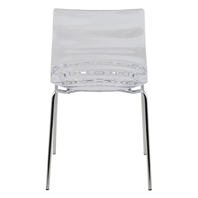 Acrylic Dining Chair with Water Ripple Design & Chrome Legs