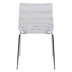 Acrylic Dining Chair with Water Ripple Design & Chrome Legs